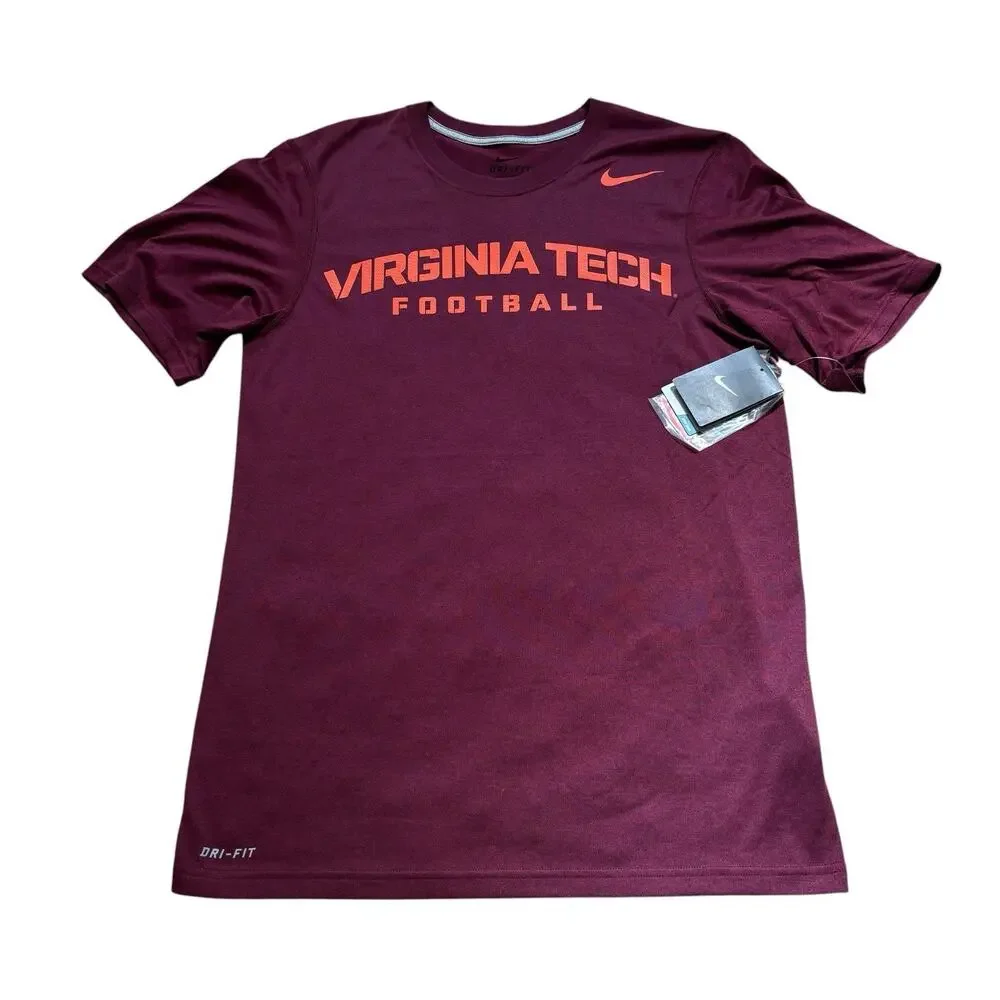 Virginia Tech Hokies Football Nike Dri-Fit Short Sleeve Tee Men's Maroon NWT